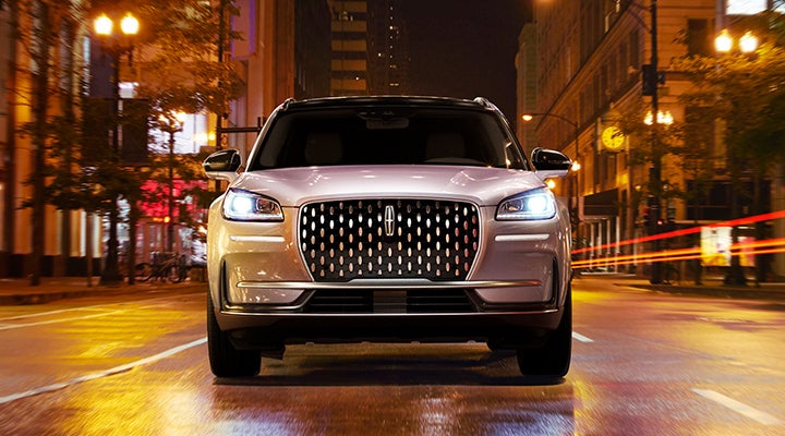 The striking grille of a 2024 Lincoln Corsair® SUV is shown. | McKie Lincoln, Inc. in Rapid City SD